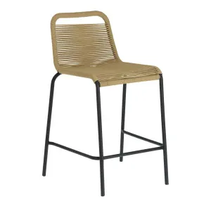 Lambton stackable stool in brown rope and black finish steel, 62 cm by Kave Home, a Tables for sale on Style Sourcebook