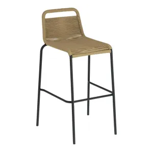 Lambton stackable stool in brown rope and black finish steel 74 cm by Kave Home, a Tables for sale on Style Sourcebook