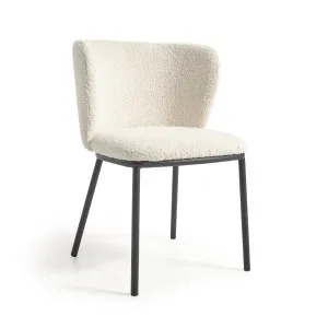 Ciselia chair with white bouclé and steel legs with black finish FSC Mix Credit by Kave Home, a Dining Chairs for sale on Style Sourcebook