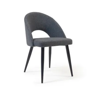 Dark grey Mael chair with steel legs with black finish by Kave Home, a Dining Chairs for sale on Style Sourcebook