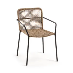 Ellen stackable chair in beige cord with galvanised steel by Kave Home, a Outdoor Chairs for sale on Style Sourcebook