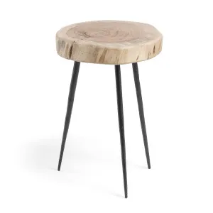 Eider solid acacia wood and steel side table, Ø 35 cm by Kave Home, a Side Table for sale on Style Sourcebook