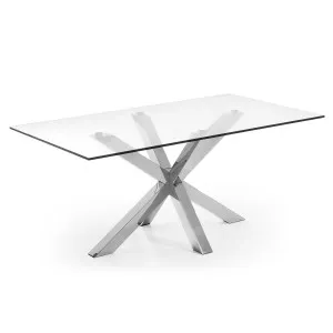 Argo glass table with stainless steel legs 180 x 100 cm by Kave Home, a Dining Tables for sale on Style Sourcebook