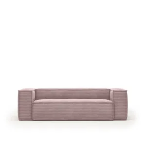 Blok 3 seater sofa in pink wide seam corduroy, 240 cm by Kave Home, a Sofas for sale on Style Sourcebook