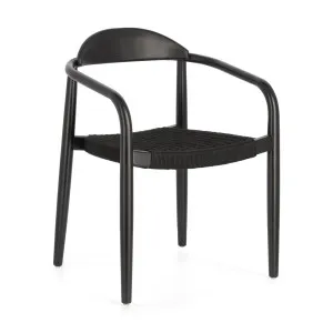 Nina stackable chair in solid acacia wood with black finish and black rope seat FSC 100% by Kave Home, a Outdoor Chairs for sale on Style Sourcebook