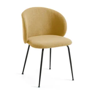 Minna mustard chair with steel legs with black finish by Kave Home, a Dining Chairs for sale on Style Sourcebook