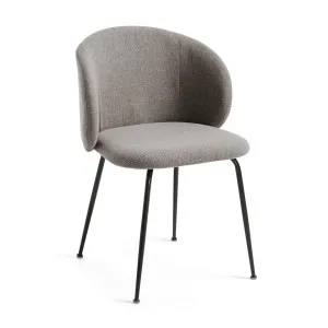 Minna light grey chair with steel legs with black finish by Kave Home, a Dining Chairs for sale on Style Sourcebook