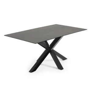 Argo table in Iron Moss porcelain and steel legs with black finish, 180 x 100 cm by Kave Home, a Dining Tables for sale on Style Sourcebook