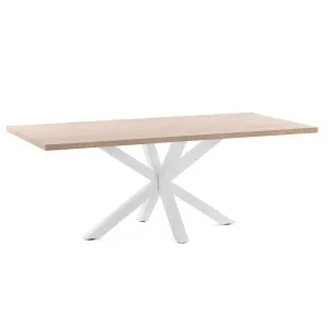 Argo table in melamine with natural finish and steel legs with white finish 180 x 100 cm by Kave Home, a Dining Tables for sale on Style Sourcebook