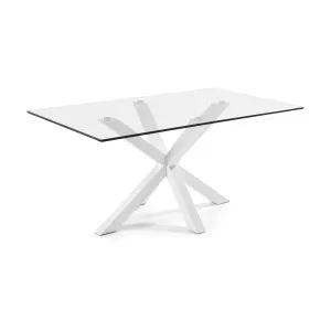 Argo glass table and steel legs with white finish, 180 x 100 cm by Kave Home, a Dining Tables for sale on Style Sourcebook