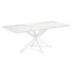 Argo table in white Kalos porcelain and steel legs with white finish, 200 x 100 cm by Kave Home, a Dining Tables for sale on Style Sourcebook