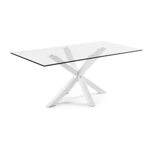 Argo glass table and steel legs with white finish, 200 x 100 cm by Kave Home, a Dining Tables for sale on Style Sourcebook