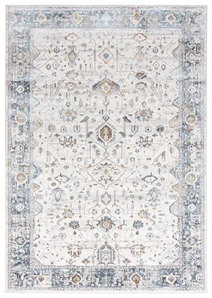 Eleanor Cream Blue and Tan Lustrous Traditional Rug by Miss Amara, a Other Rugs for sale on Style Sourcebook