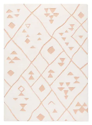 Leesha Cream and Peach Tribal Shag Rug by Miss Amara, a Shag Rugs for sale on Style Sourcebook