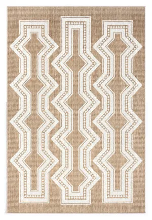 Lora Brown and Ivory Tribal Flatweave Indoor Outdoor Rug by Miss Amara, a Persian Rugs for sale on Style Sourcebook