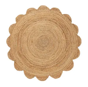 Celeste Natural Brown Scalloped Jute Round Rug by Miss Amara, a Contemporary Rugs for sale on Style Sourcebook