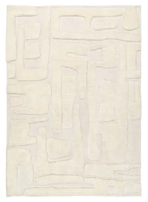 Rolini Ivory Abstract Textured Wool Rug by Miss Amara, a Contemporary Rugs for sale on Style Sourcebook