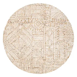 Jordan Mustard and Beige Geometric Modern Round Rug by Miss Amara, a Contemporary Rugs for sale on Style Sourcebook