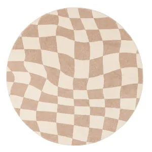 Logan Beige and Ivory Checkered Washable Round Rug by Miss Amara, a Kids Rugs for sale on Style Sourcebook