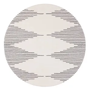 Aldana Black and Cream Tribal Washable Round Rug by Miss Amara, a Contemporary Rugs for sale on Style Sourcebook