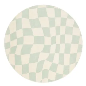 Ilenna Green and Ivory Checkered Washable Round Rug by Miss Amara, a Kids Rugs for sale on Style Sourcebook