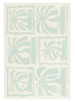 Cindy Blue Waves and Palms Washable Rug by Miss Amara, a Kids Rugs for sale on Style Sourcebook