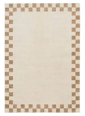 Aiday Beige Checkered Border Washable Rug by Miss Amara, a Contemporary Rugs for sale on Style Sourcebook