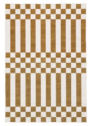 Alula Brown and White Checkered and Striped Rug by Miss Amara, a Contemporary Rugs for sale on Style Sourcebook