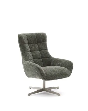 Teryl green chenille armchair with grey-finished metal, FSC 100% by Kave Home, a Chairs for sale on Style Sourcebook