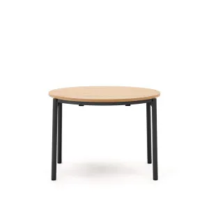 Montuiri round extendable table in oak veneer and with steel legs in a black finish, Ø90(170) cm by Kave Home, a Dining Tables for sale on Style Sourcebook