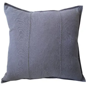 PREORDER NOW | END OF FEB DROP - Eveleigh Stonewashed Linen Cotton Cushion 55cm Square - Cornflower Blue | Embroidery Double Striped by Macey & Moore, a Cushions, Decorative Pillows for sale on Style Sourcebook