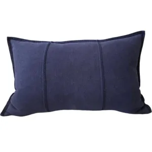 PREORDER NOW | END OF FEB DROP - Eveleigh Stonewashed Linen Cotton Cushion 40x60cm Lumbar - Navy Blue | Embroidery Double Striped by Macey & Moore, a Cushions, Decorative Pillows for sale on Style Sourcebook