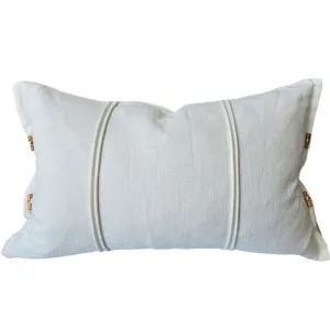 Alora Linen Cotton Cushion 40x60cm Lumbar - White | Wooden Button by Macey & Moore, a Cushions, Decorative Pillows for sale on Style Sourcebook