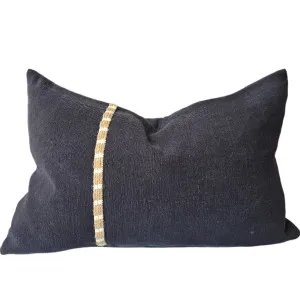 Alexia Linen Cotton Cushion 40x60cm Lumbar - Black by Macey & Moore, a Cushions, Decorative Pillows for sale on Style Sourcebook