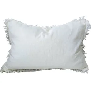 Rhea Linen Fringe Cushion 40x60cm Lumbar  - White by Macey & Moore, a Cushions, Decorative Pillows for sale on Style Sourcebook