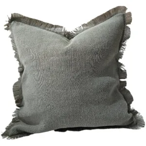 Rhea Linen Fringe Cushion 55cm Square  - Vogue Green by Macey & Moore, a Cushions, Decorative Pillows for sale on Style Sourcebook