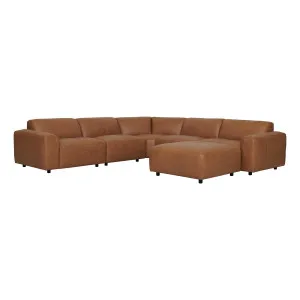 Harry 7 Seater Modular Sofa + Ottoman in Ultra Leather Light Brown by OzDesignFurniture, a Sofas for sale on Style Sourcebook