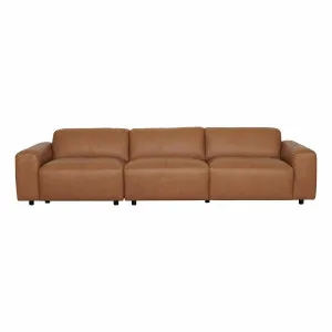 Harry 4.5 Seater Sofa in Ultra Leather Light Brown by OzDesignFurniture, a Sofas for sale on Style Sourcebook