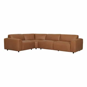 Harry 5 Seater Modular Sofa in Ultra Leather Light Brown by OzDesignFurniture, a Sofas for sale on Style Sourcebook