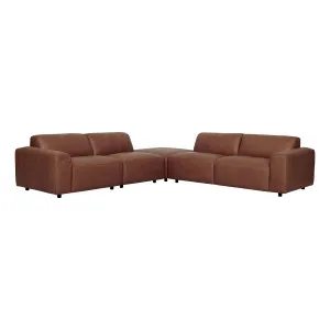 Harry 6 Seater Modular Sofa + Ottoman in Ultra Leather Dark Brown by OzDesignFurniture, a Sofas for sale on Style Sourcebook