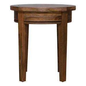 Mango Creek Round Side Table 50cm in Rustic Chocolate by OzDesignFurniture, a Side Table for sale on Style Sourcebook