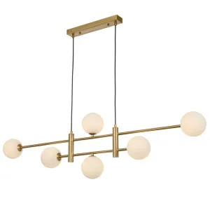 Telbix Antique Gold Tyson 6 Light Pendant Opal Matt by Telbix, a Pendant Lighting for sale on Style Sourcebook