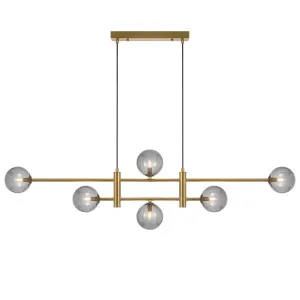 Telbix Antique Gold Tyson 6 Light Pendant Smoke by Telbix, a Pendant Lighting for sale on Style Sourcebook