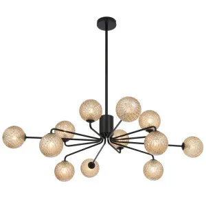 Telbix Felton 12 Light Pendant Black and Amber Tear by Telbix, a Pendant Lighting for sale on Style Sourcebook