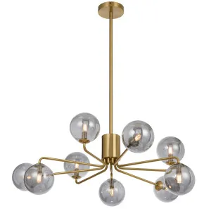 Telbix Antique Gold Felton 9 Light Pendant Smoke by Telbix, a Pendant Lighting for sale on Style Sourcebook