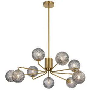 Telbix Antique Gold Felton 9 Light Pendant Smoke Tear by Telbix, a Pendant Lighting for sale on Style Sourcebook