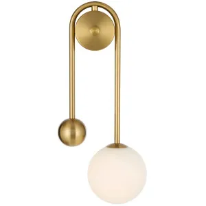 Telbix Felton Arm Wall Light Antique Gold and Opal Matt by Telbix, a Outdoor Lighting for sale on Style Sourcebook