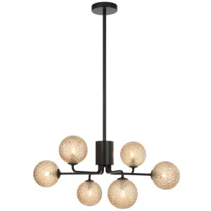 Telbix Black Felton 6 Light Pendant Amber Tear by Telbix, a Pendant Lighting for sale on Style Sourcebook