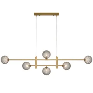 Telbix Antique Gold Tyson 6 Light Pendant Smoke Tear by Telbix, a Pendant Lighting for sale on Style Sourcebook