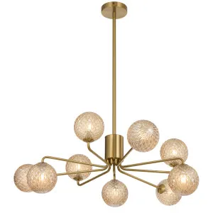 Telbix Antique Gold Felton 9 Light Pendant Amber Tear by Telbix, a Pendant Lighting for sale on Style Sourcebook